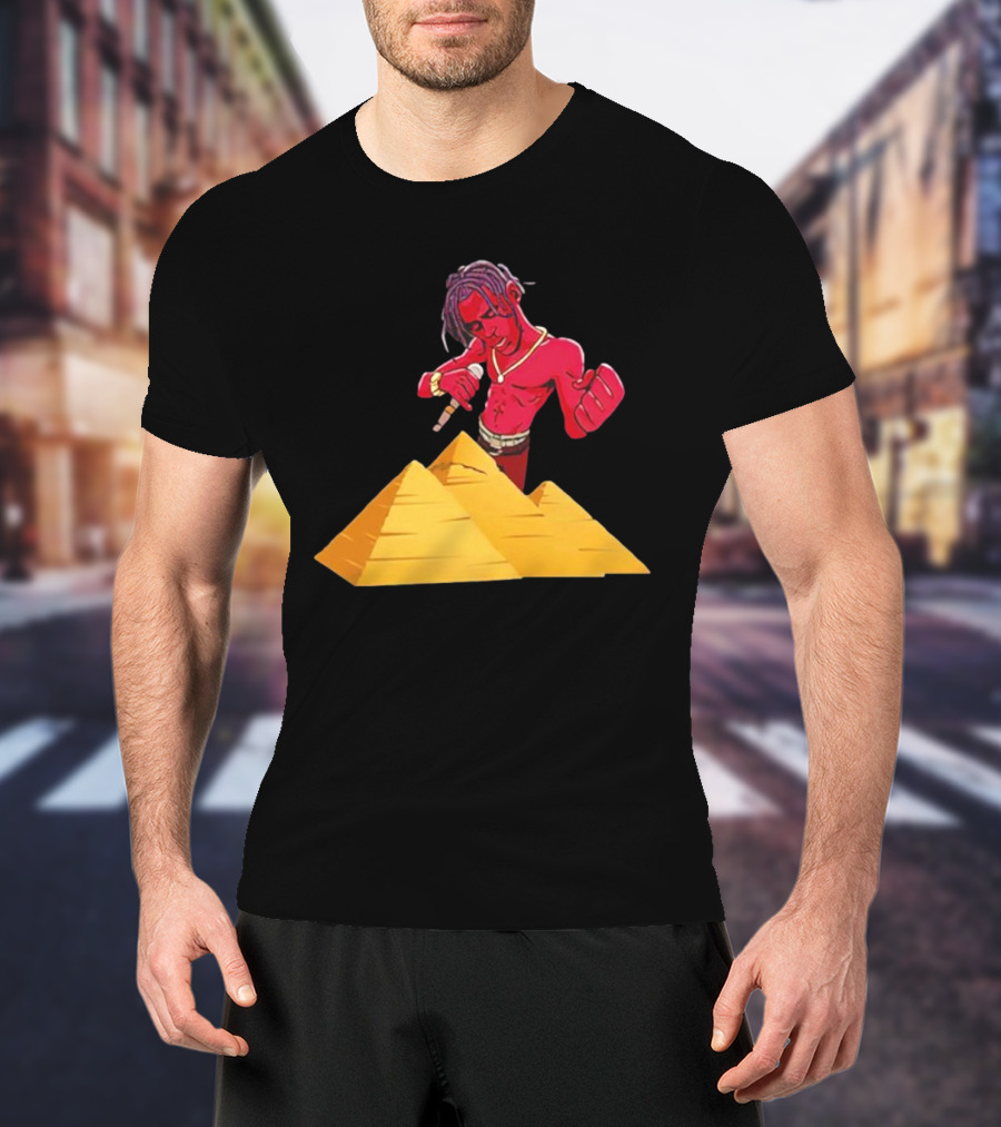 Travis Scott Pyramids Cartoon Red Figure Pyramid T-Shirt