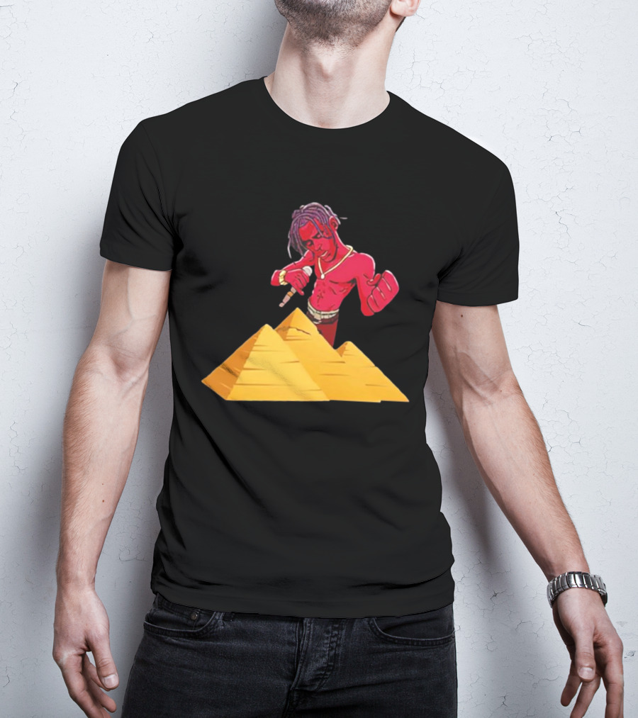 Travis Scott Pyramids Cartoon Red Figure Pyramid T-Shirt