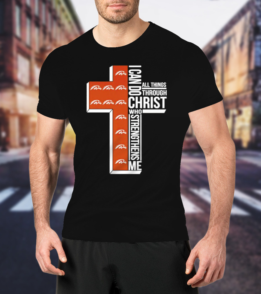 Western Michigan Broncos I Can Do All Things Through Christ Who Strengthens Me Cross T-Shirt