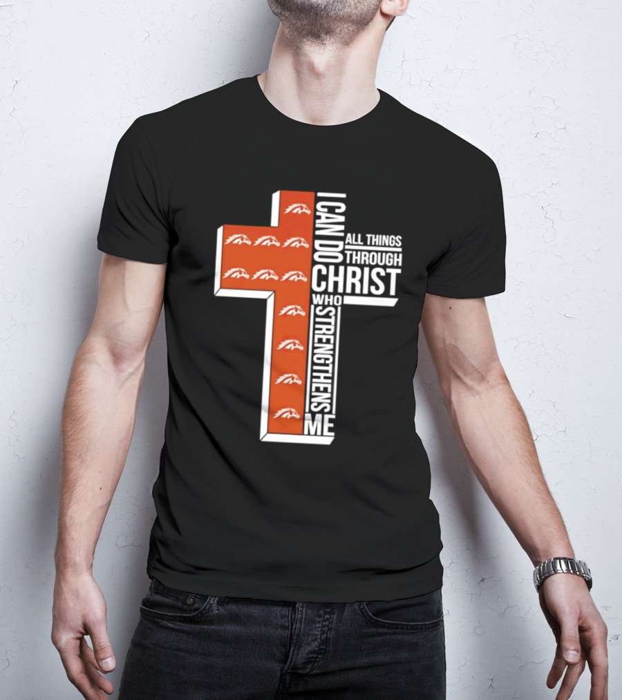 Western Michigan Broncos I Can Do All Things Through Christ Who Strengthens Me Cross T-Shirt