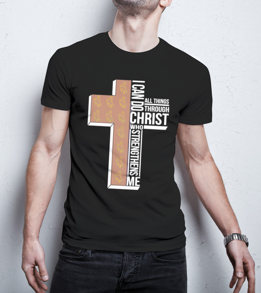 Wyoming Cowboys I Can Do All Things Through Christ Who Strengthens Me Cross T-Shirt