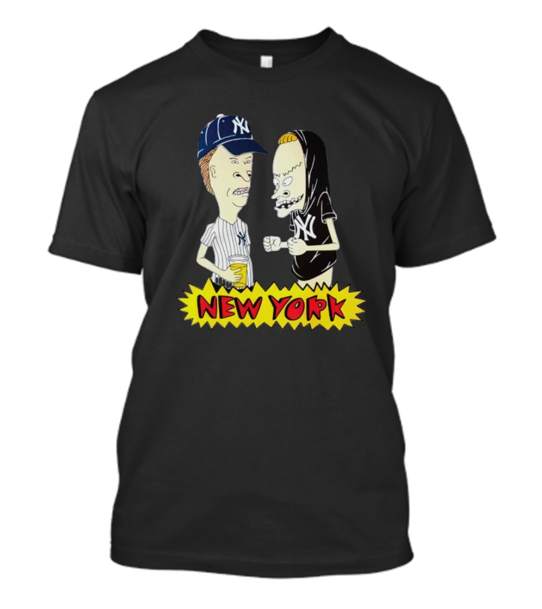 Beavis And Butt-Head New York Yankees Cartoon Characters In Baseball Gear T-Shirt