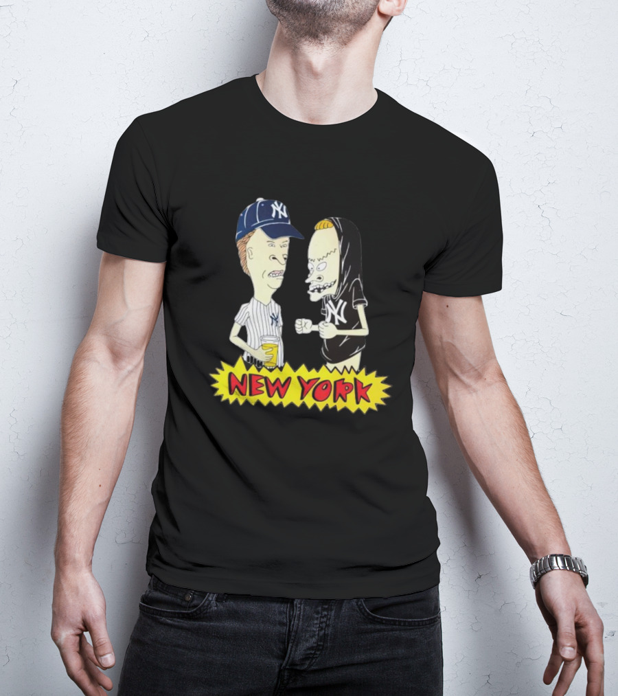 Beavis And Butt-Head New York Yankees Cartoon Characters In Baseball Gear T-Shirt