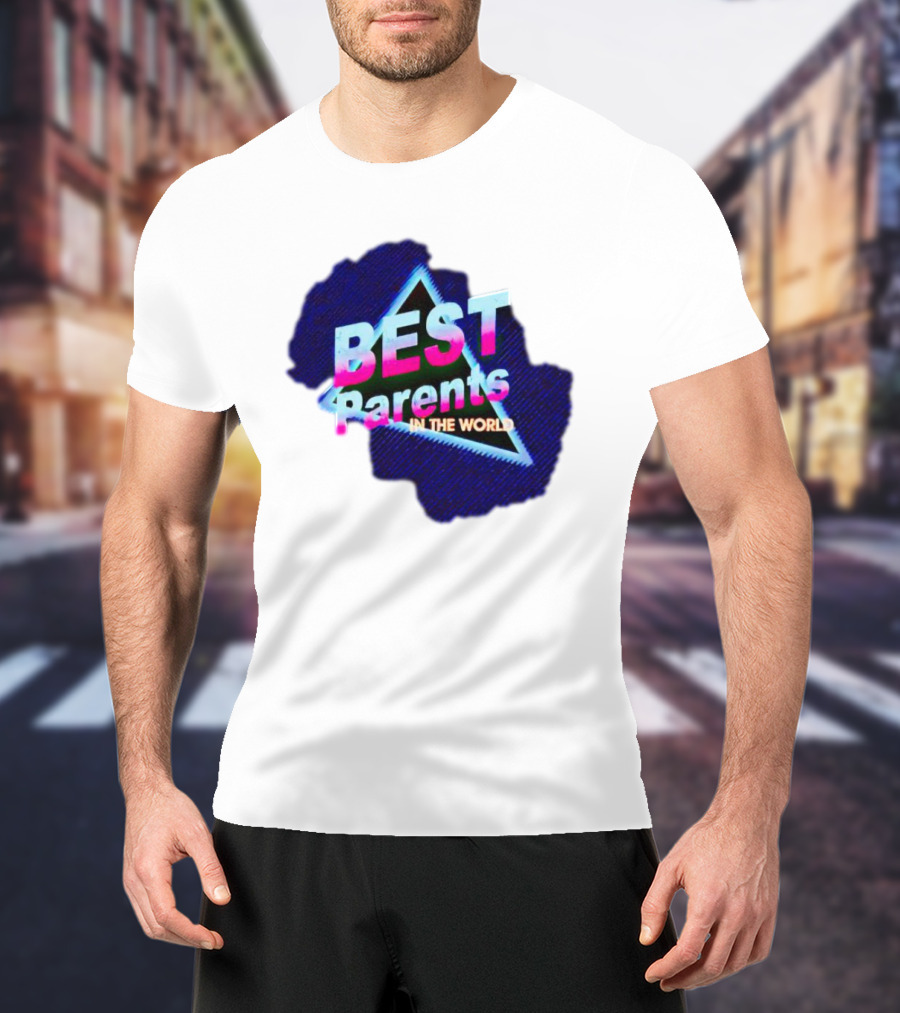 BEST Parents IN THE WORLD Retro Neon Triangle T-Shirt