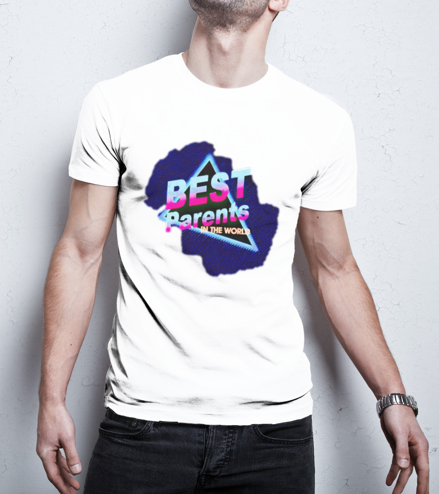BEST Parents IN THE WORLD Retro Neon Triangle T-Shirt