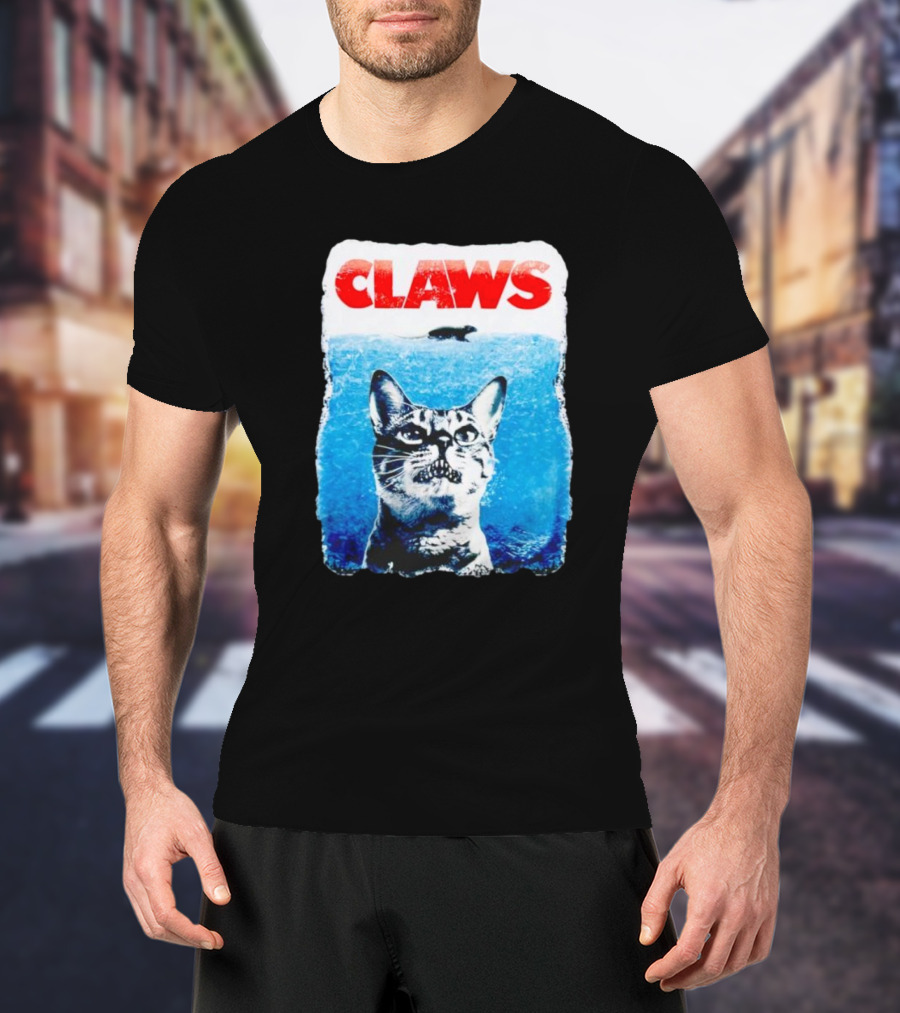 Claws Parody Cat With Fish Underwater T-Shirt