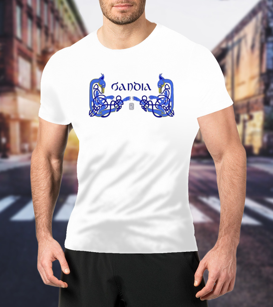 Oandia Celtic Symbolic Blue Canine Myth Figures T-Shirt