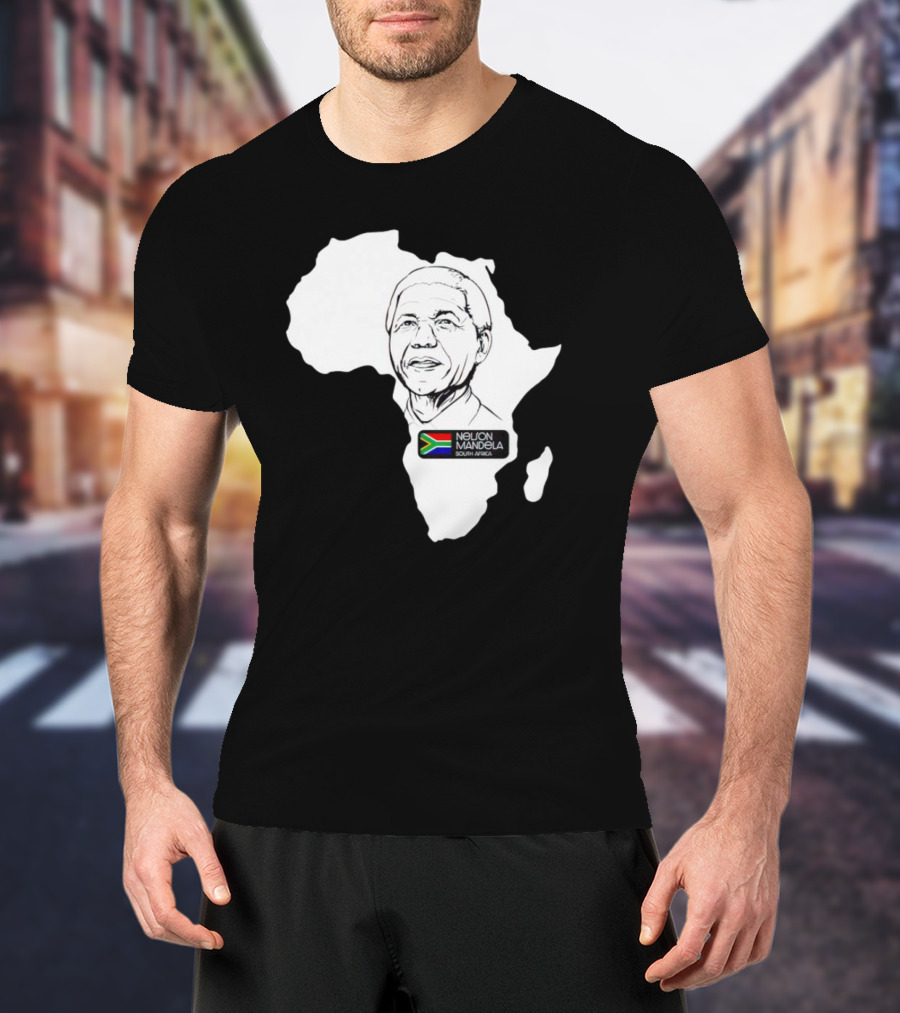 Nelson Mandela South Africa Flag Map T-Shirt