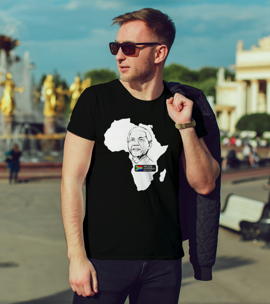 Nelson Mandela South Africa Flag Map T-Shirt