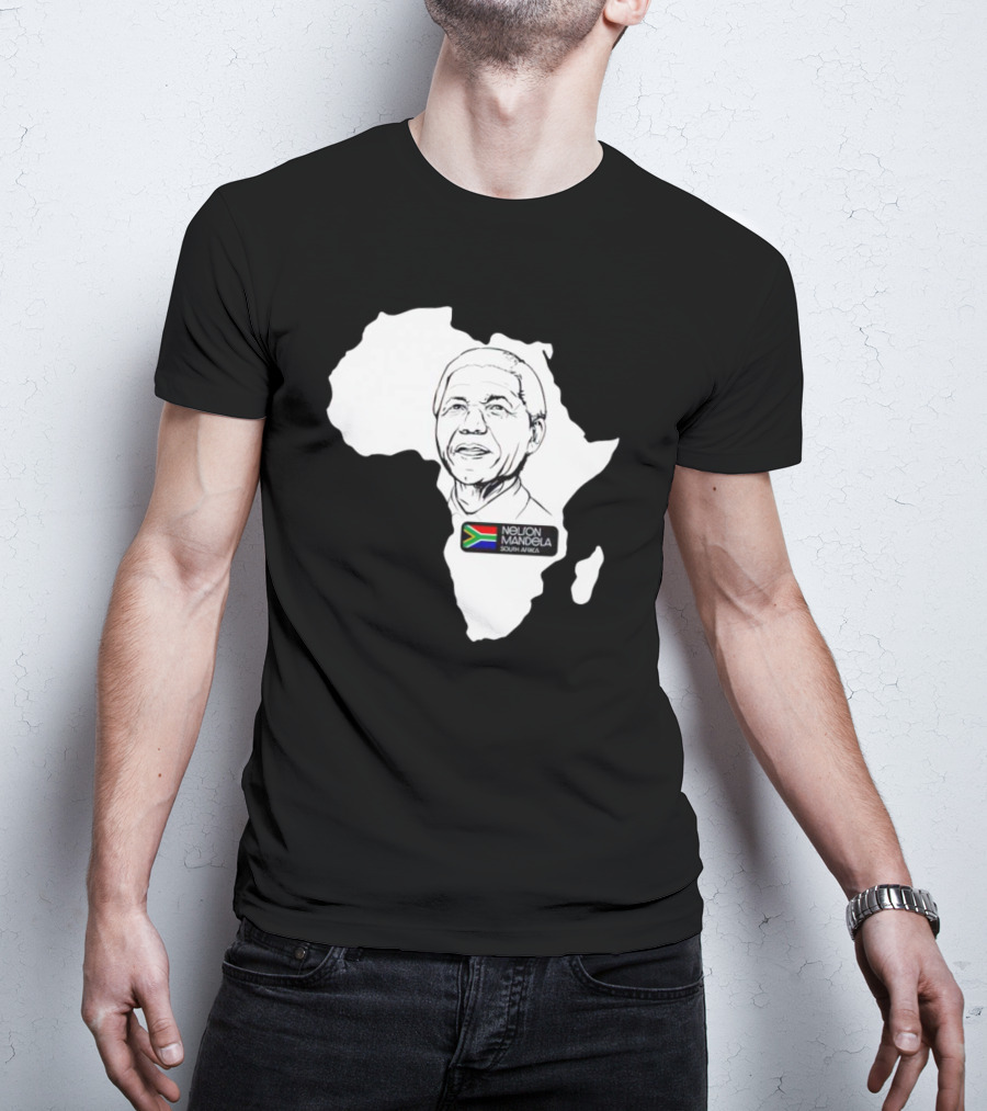 Nelson Mandela South Africa Flag Map T-Shirt