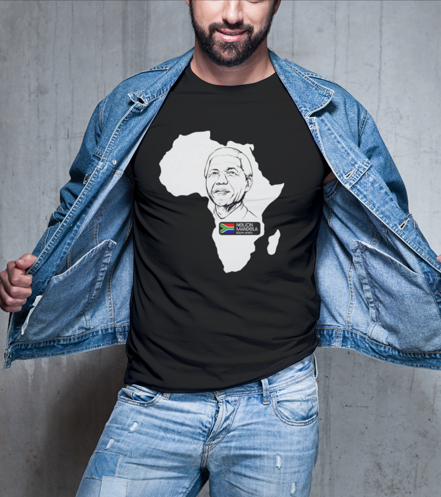 Nelson Mandela South Africa Flag Map T-Shirt