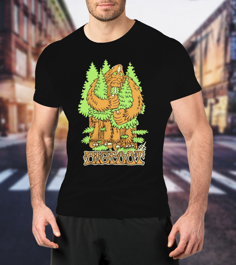 Bigfoot Hug Tree Forest Creature Retro T-Shirt