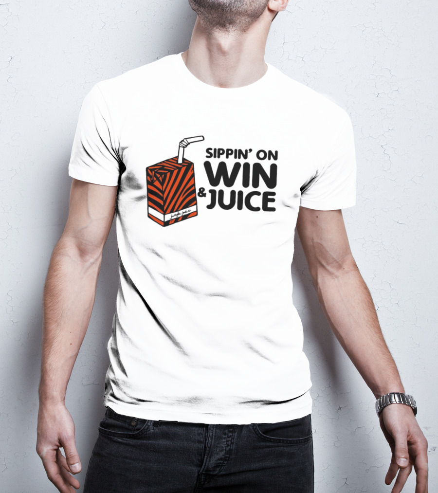 Cincinnati Bengals Sippin’ On Win And Juice With Tiger Stripes Box T-Shirt