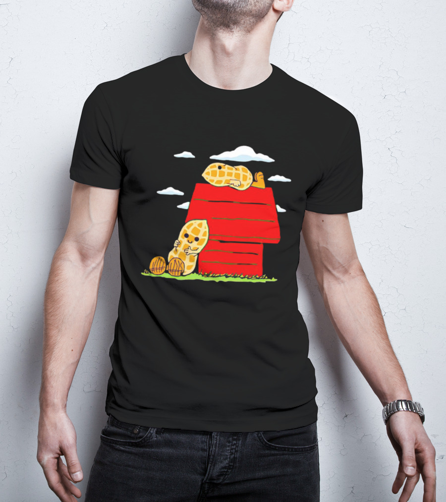 Peanuts Mashup Snoopy Red House Peanut Characters On Doghouse T-Shirt