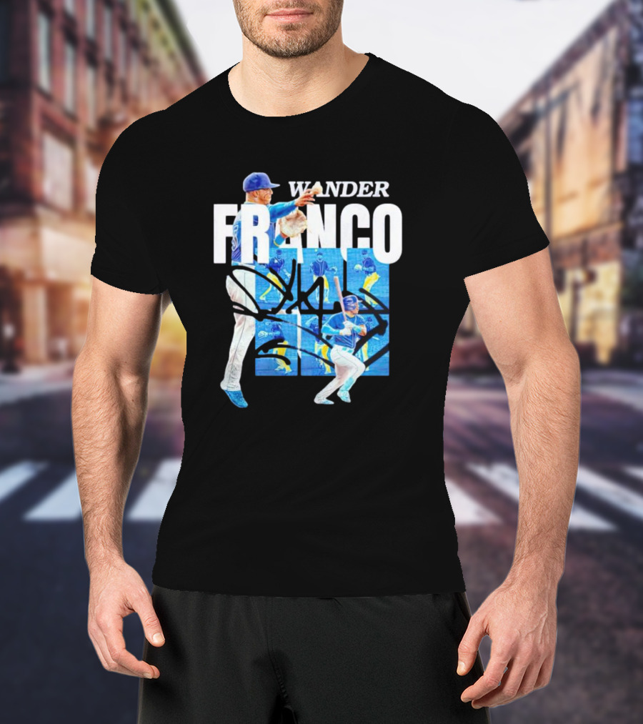 Wander Franco Baseball Dynamic Action And Signature T-Shirt