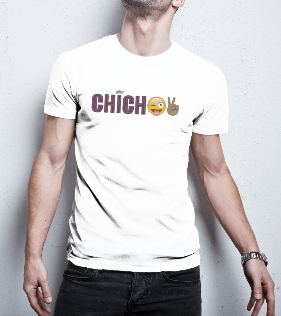 Chicho Crown Emoji Peace Sign Playful Text T-Shirt