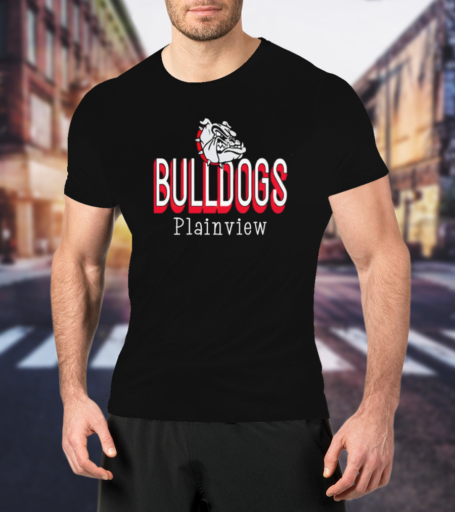 Bulldogs Plainview Bold Red And White Mascot T-Shirt