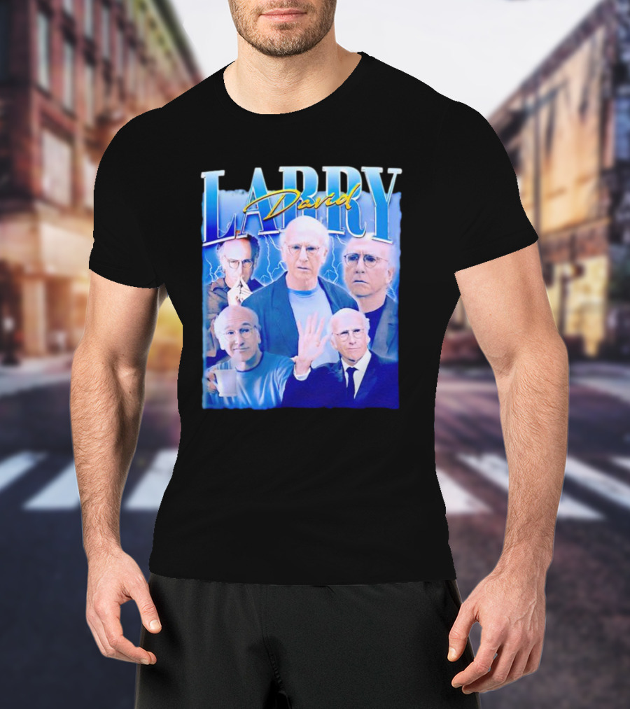 Larry David Collage Blue Lightning T-Shirt