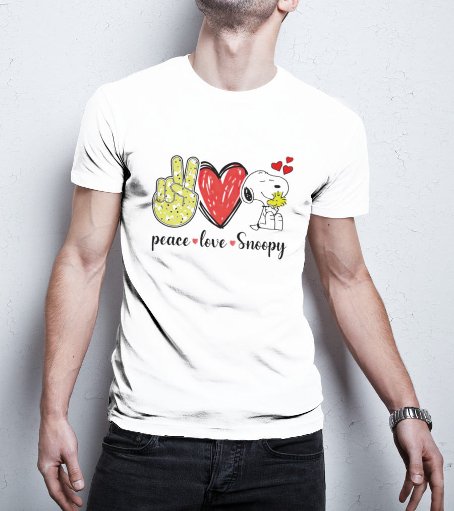Peace Love Snoopy Hug Woodstock T-Shirt