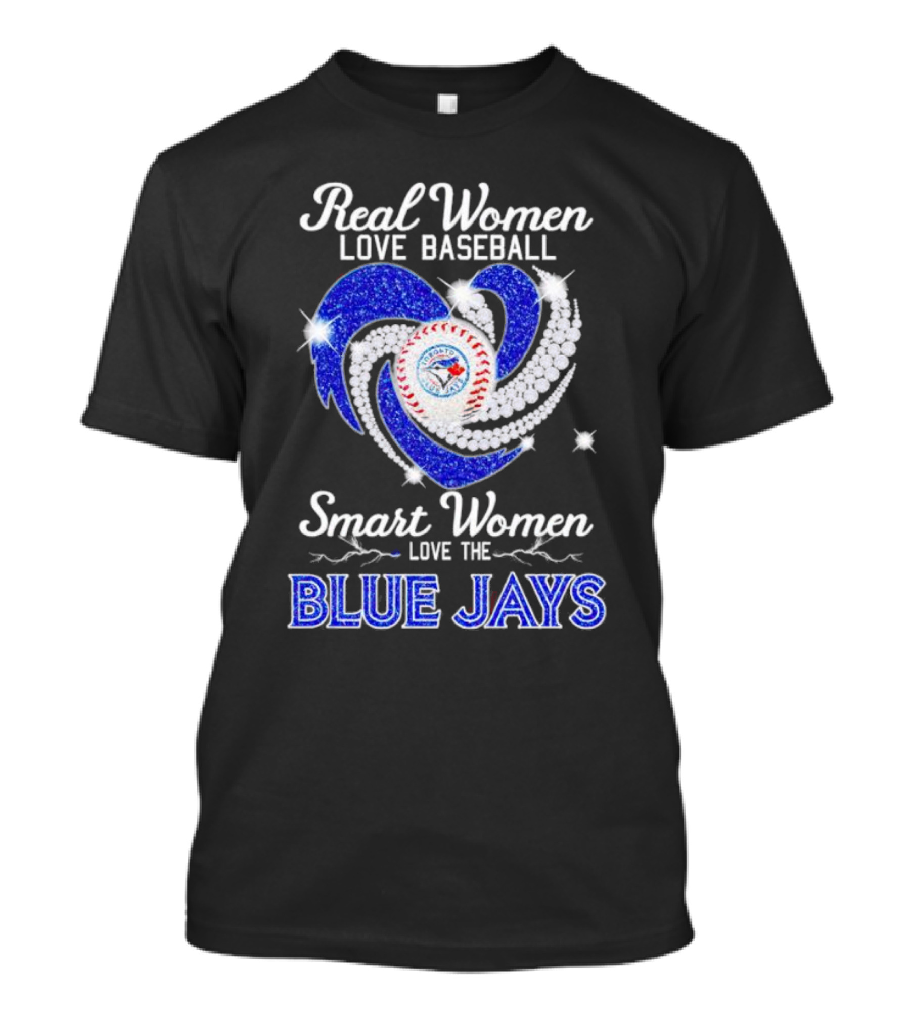 Real Women Love Baseball Smart Women Love The Blue Jays Diamond Heart T-Shirt