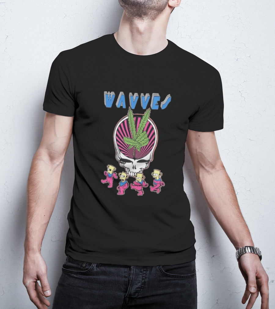 Wavves Psychedelic Skull With Dancing Bart Figures T-Shirt