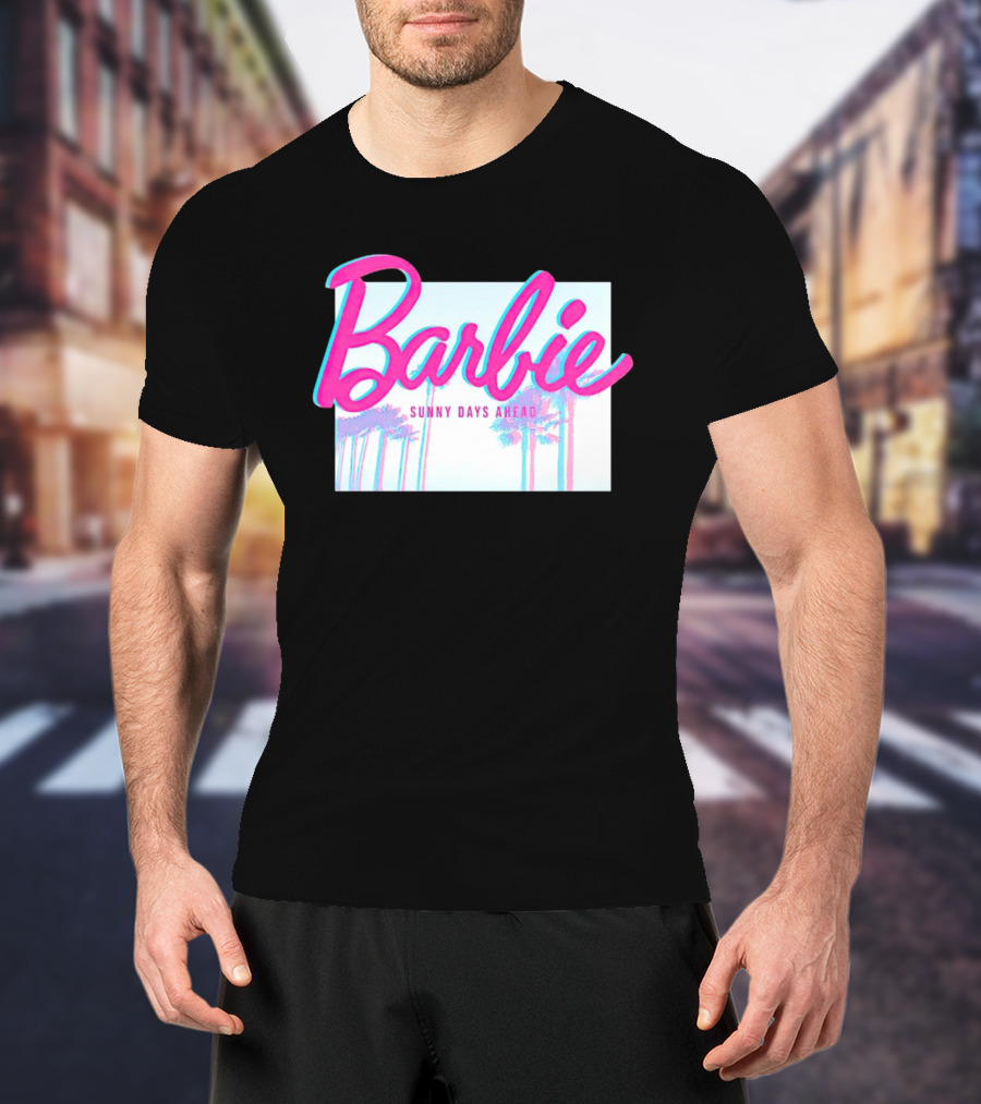 Barbie Sunny Days Ahead Palm Trees Vibrant 3D Text T-Shirt