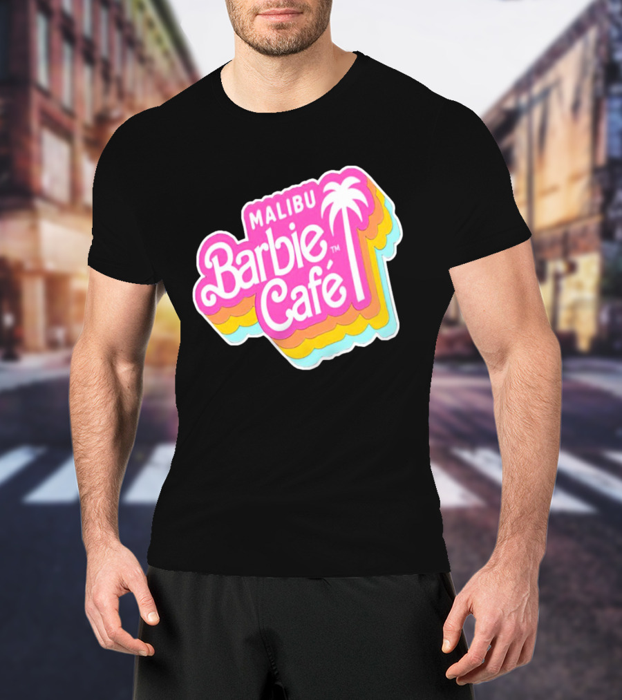 Malibu Barbie Cafe Colorful Retro Logo With Palm Tree T-Shirt