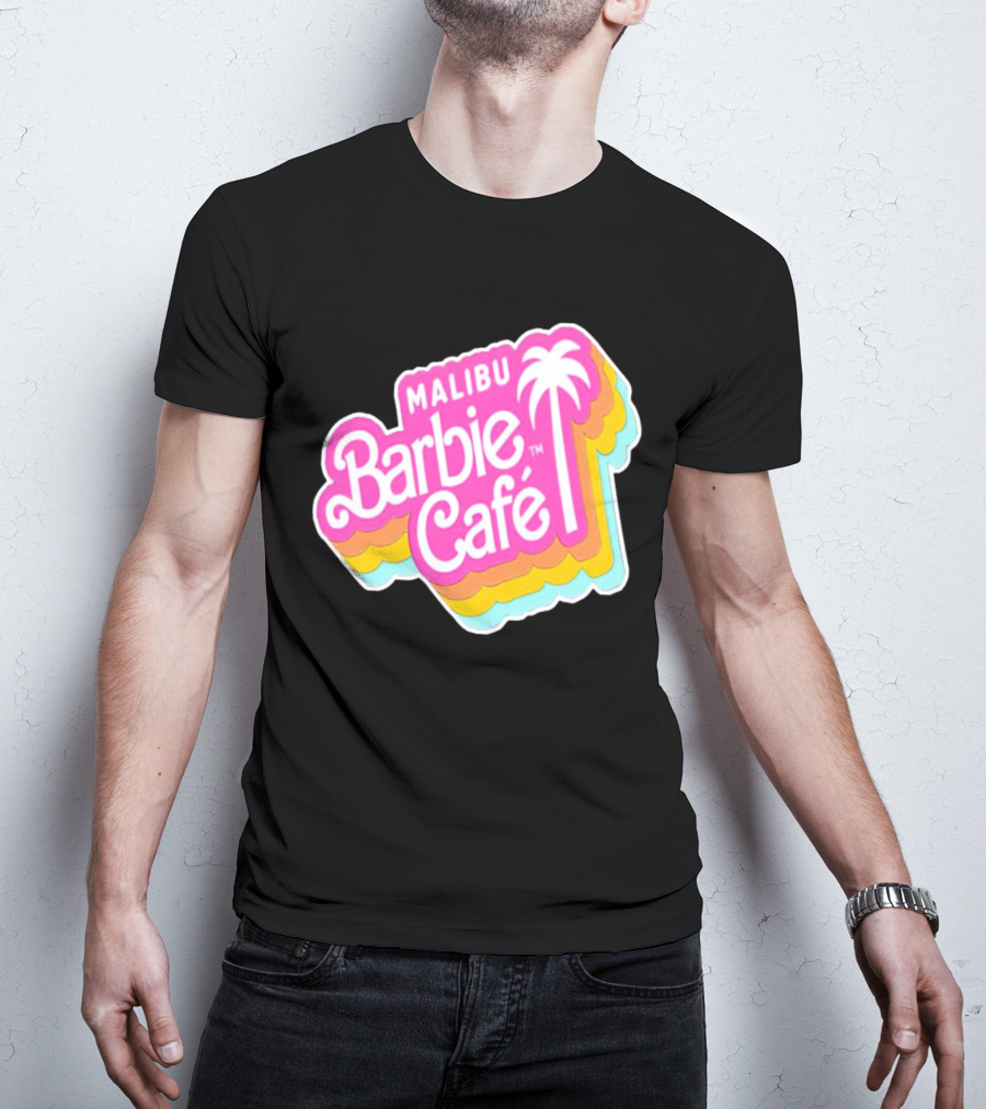 Malibu Barbie Cafe Colorful Retro Logo With Palm Tree T-Shirt