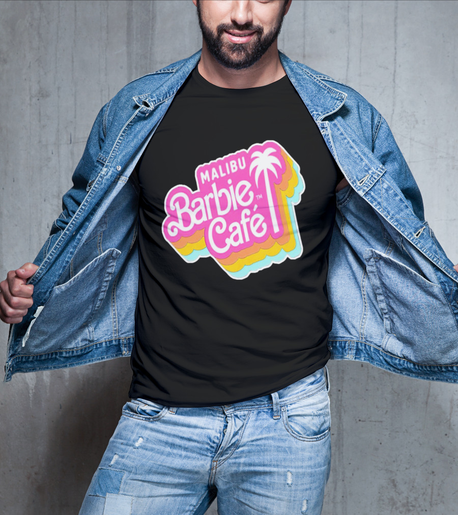 Malibu Barbie Cafe Colorful Retro Logo With Palm Tree T-Shirt