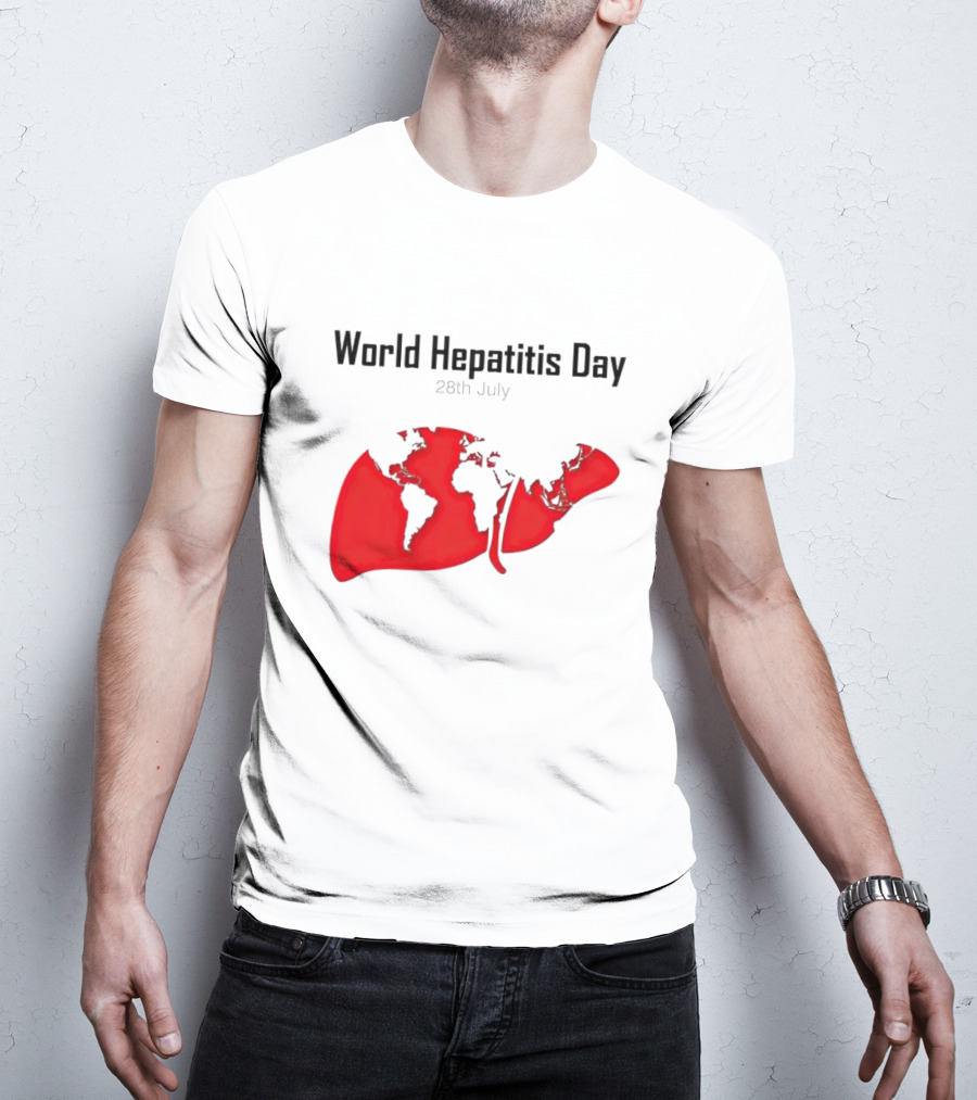 World Hepatitis Day 28th July Red Liver Map T-Shirt