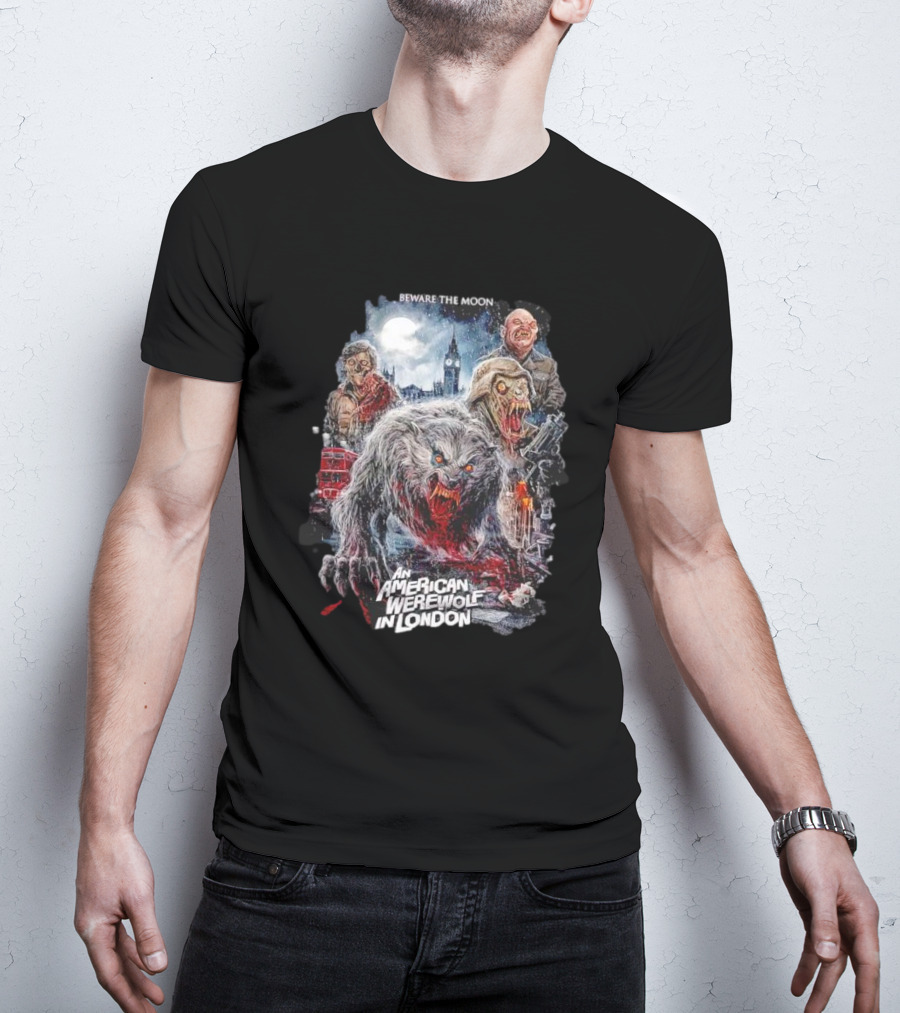 Beware The Moon An American Werewolf In London Vintage Horror Scene T-Shirt
