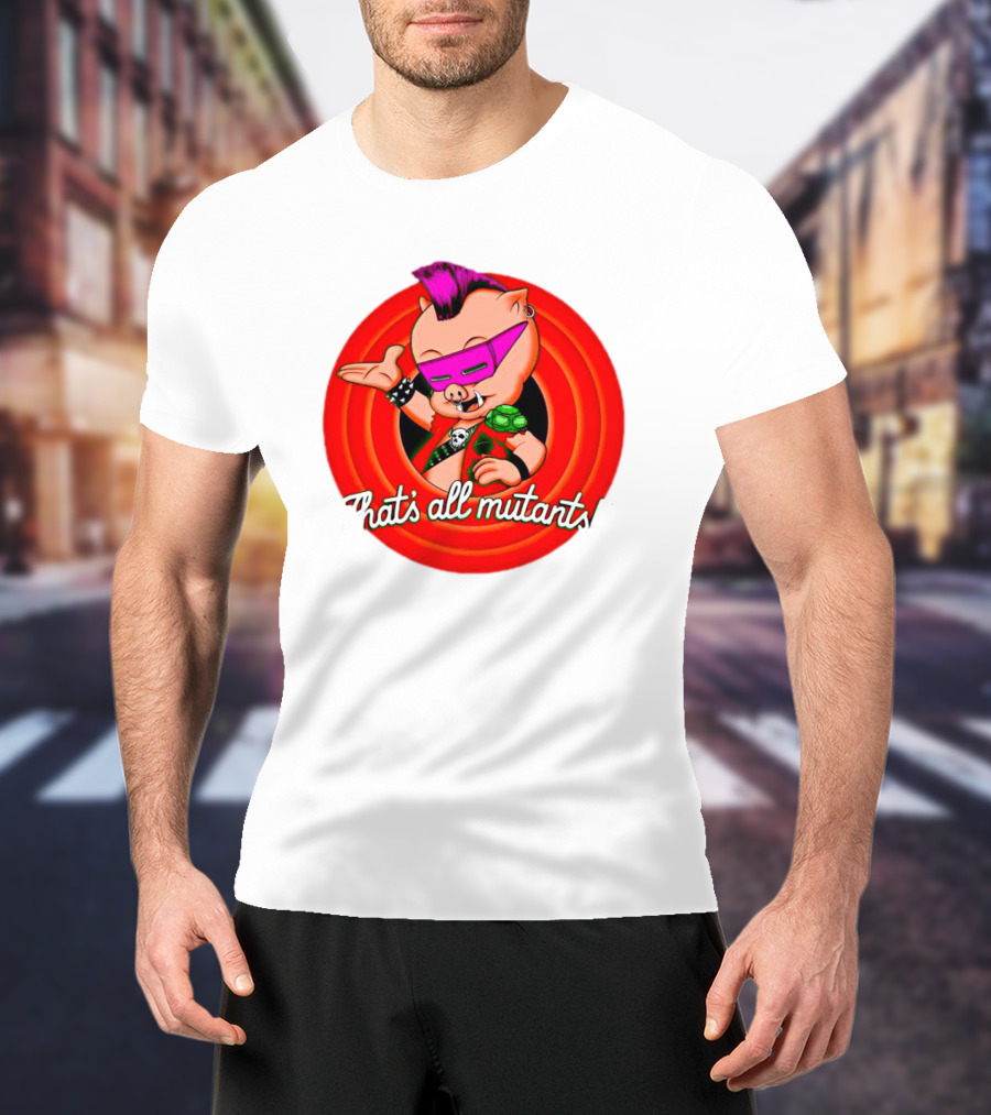 Bebop That's All Mutants Teenage Punk Pig Character In Red Circle T-Shirt