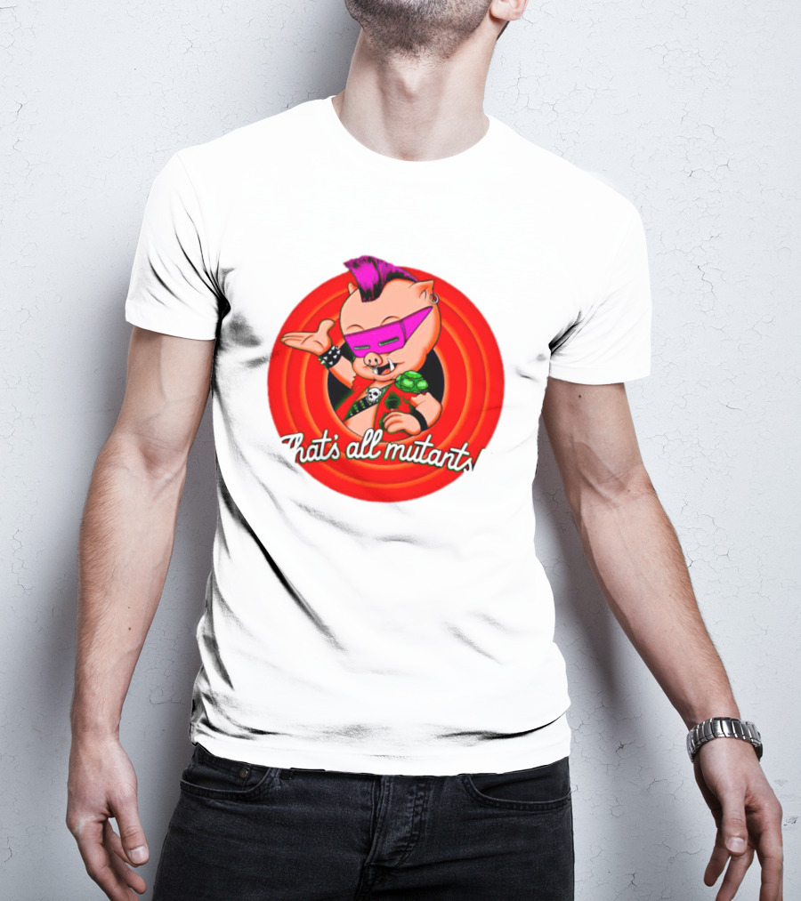 Bebop That's All Mutants Teenage Punk Pig Character In Red Circle T-Shirt
