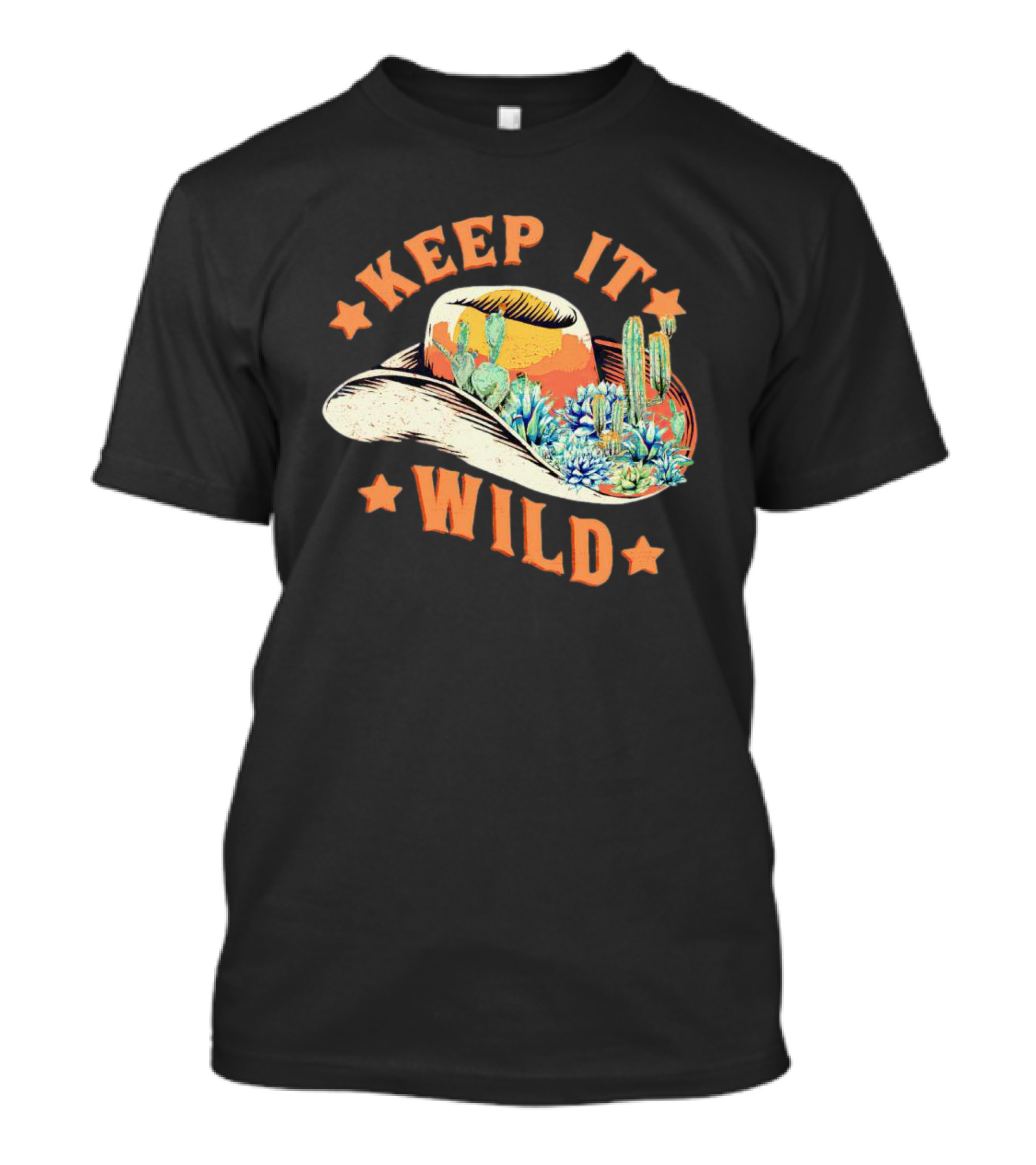 Keep It Wild Cowboy Hat Cactus Scene T-Shirt