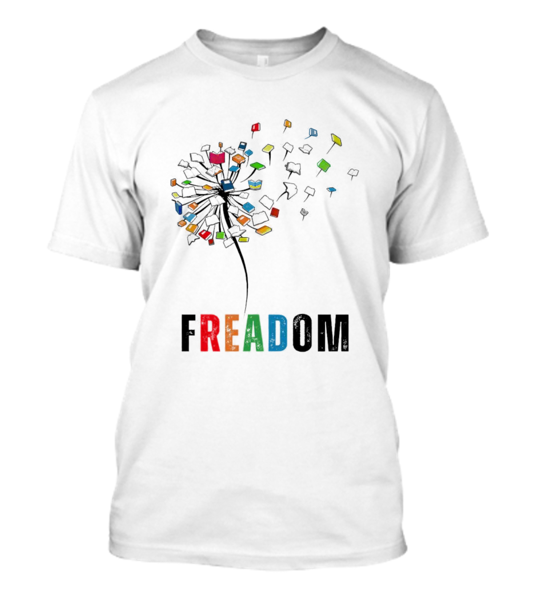 Dandelion Freadom Book Colorful Bloom T-Shirt