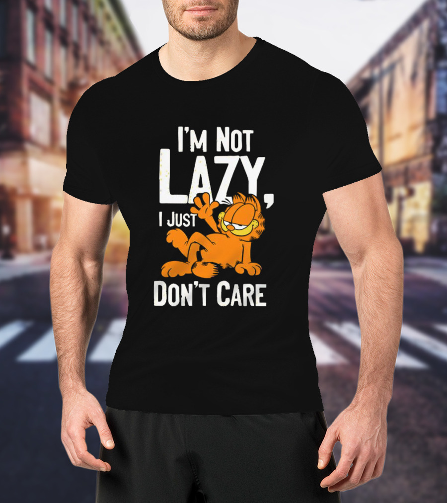 Garfield I'm Not Lazy I Just Don't Care Funny Cat Iconic Cartoon Character T-Shirt