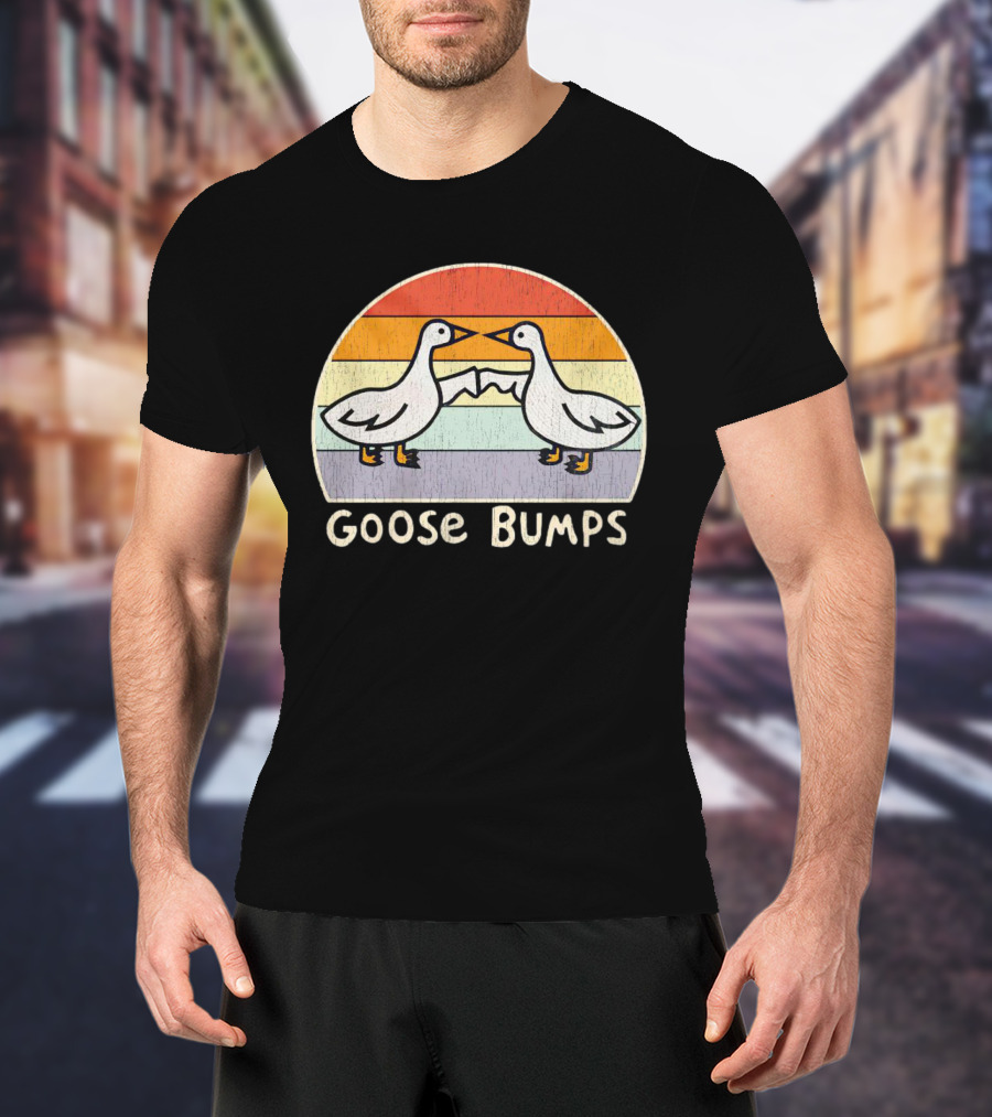 Goose Bumps Retro High Five Geese Pastel Sunset Vintage T-Shirt