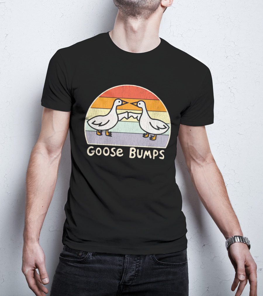 Goose Bumps Retro High Five Geese Pastel Sunset Vintage T-Shirt