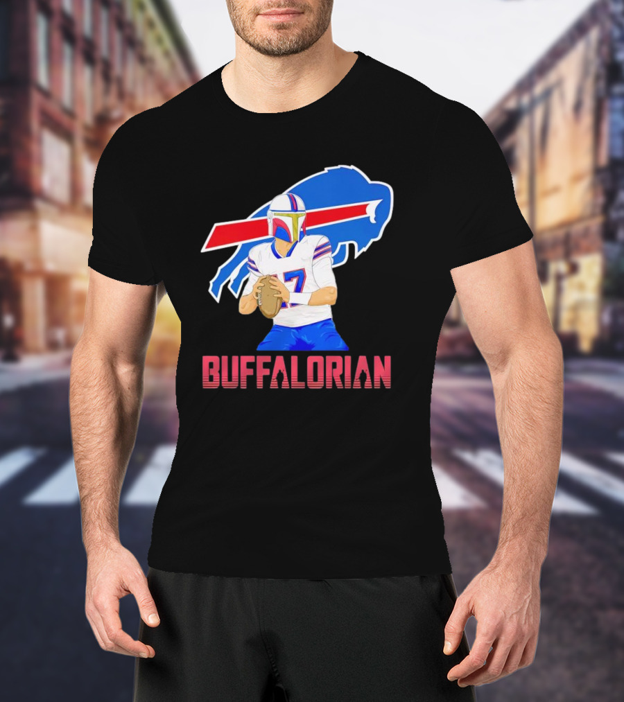 Buffalorian Josh Allen Buffalo Bills Mandalorian Helmet T-Shirt