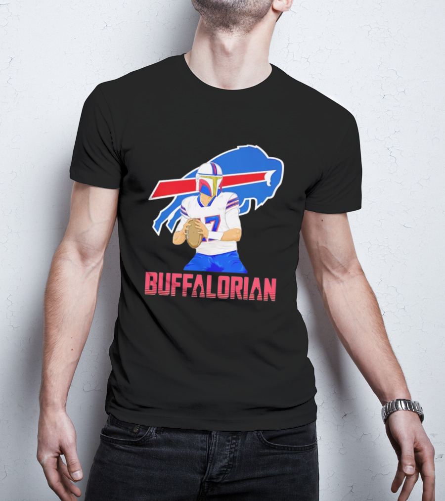 Buffalorian Josh Allen Buffalo Bills Mandalorian Helmet T-Shirt