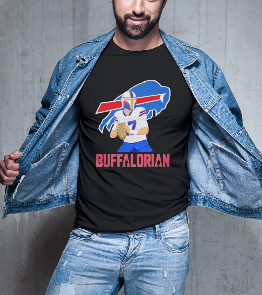 Buffalorian Josh Allen Buffalo Bills Mandalorian Helmet T-Shirt