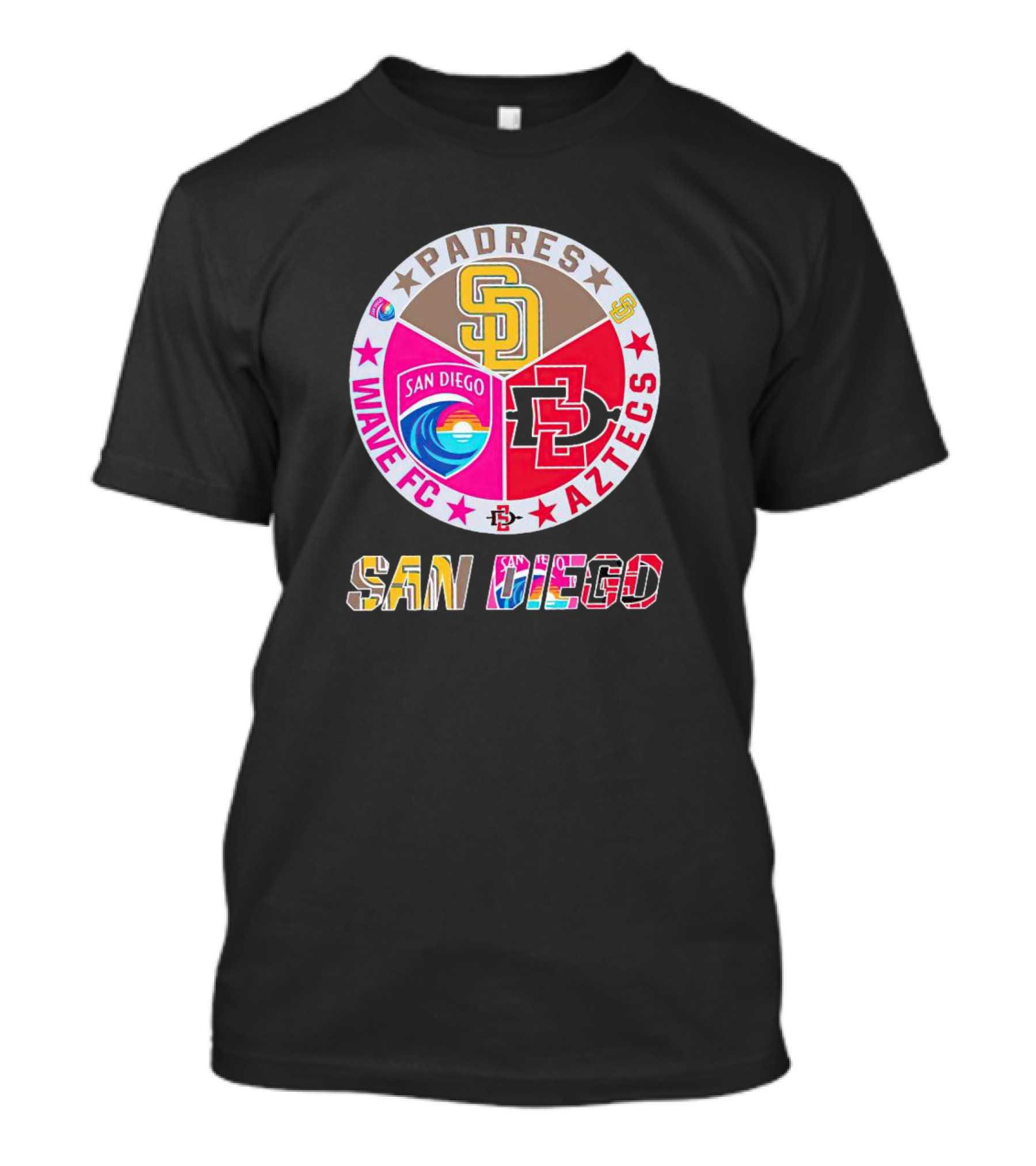 San Diego Padres Wave FC Aztecs Sports Team T-Shirt