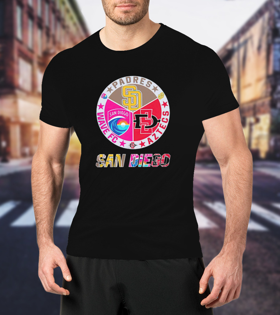 San Diego Padres Wave FC Aztecs Sports Team T-Shirt