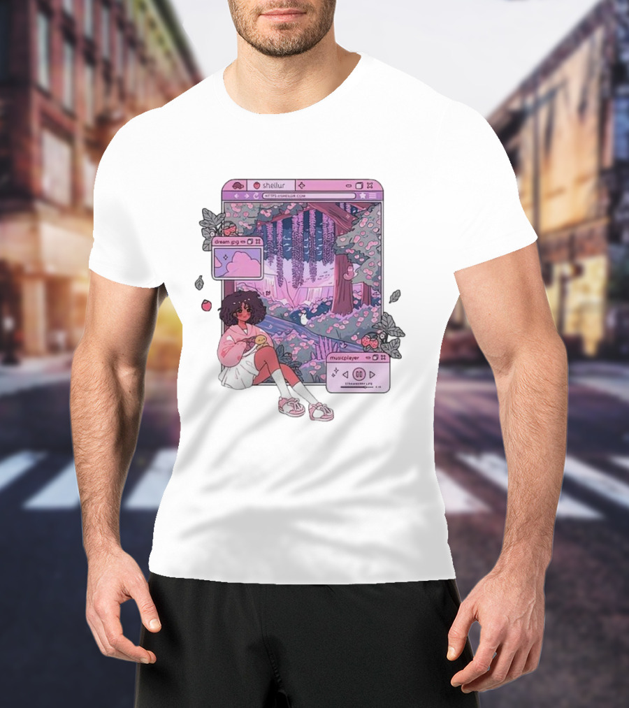 Sheilur Dreamy Strawberry Dream PNG Music Player T-Shirt