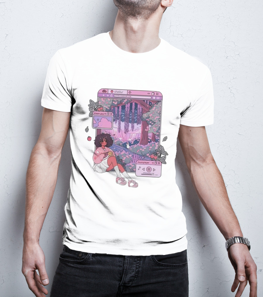 Sheilur Dreamy Strawberry Dream PNG Music Player T-Shirt