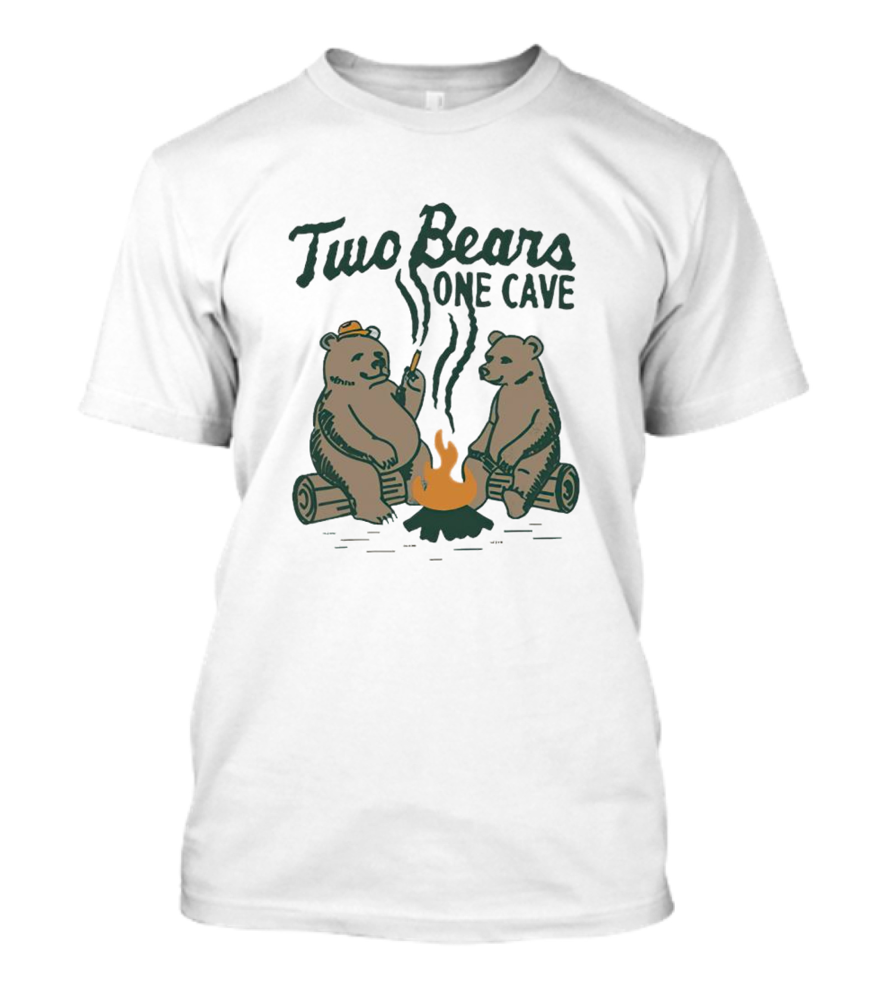 Two Bears One Cave Campfire Logs And Flames T-Shirt