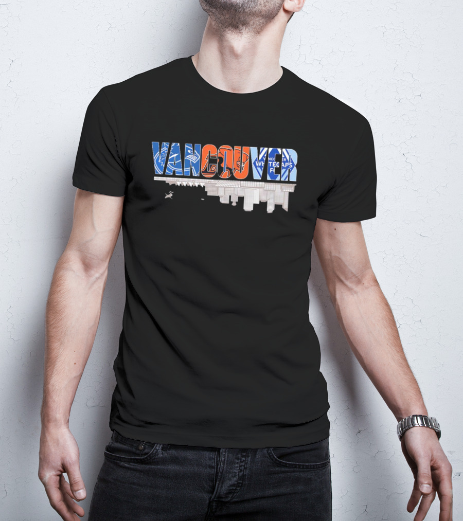 Vancouver Canucks BC Lions Vancouver Whitecaps City Skyline Upside T-Shirt