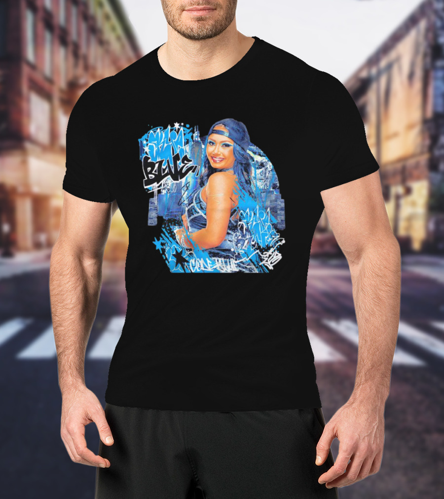 Skye Blue Cold Blue Graffiti Style Streetwear T-Shirt