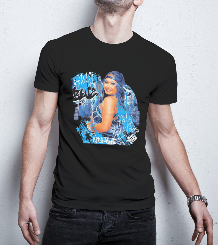 Skye Blue Cold Blue Graffiti Style Streetwear T-Shirt