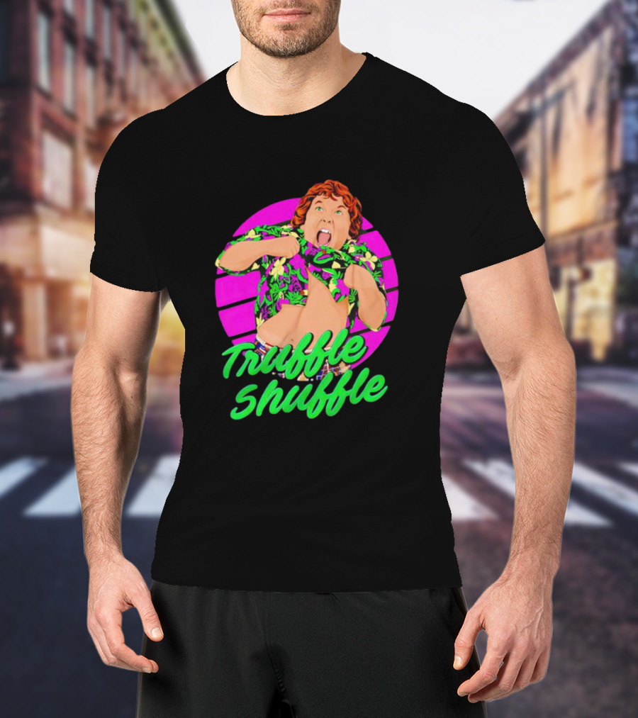 Truffle Shuffle 80s Retro Style With Hawaiian Shirt And Neon Colors T-Shirt